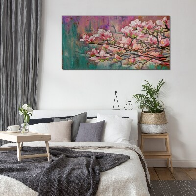 Foto glasbild Magnolienblüten vor dem Hintergrund des Frühlings