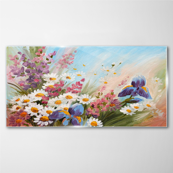 Glasbild Frühlingsblumenstrauß in der Sonne