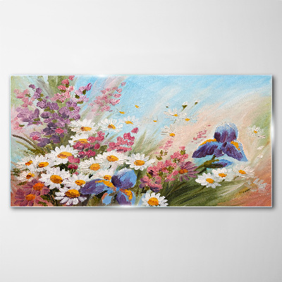 Glasbild Frühlingsblumenstrauß in der Sonne
