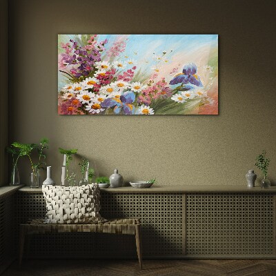 Glasbild Frühlingsblumenstrauß in der Sonne