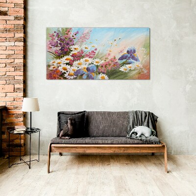 Glasbild Frühlingsblumenstrauß in der Sonne