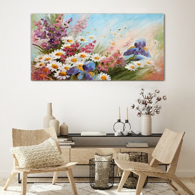 Glasbild Frühlingsblumenstrauß in der Sonne