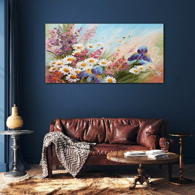 Glasbild Frühlingsblumenstrauß in der Sonne