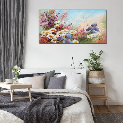 Glasbild Frühlingsblumenstrauß in der Sonne