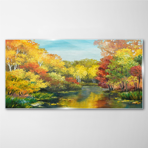 Bild auf glas drucken Goldener Herbst am See