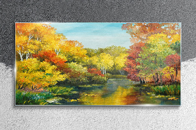 Bild auf glas drucken Goldener Herbst am See