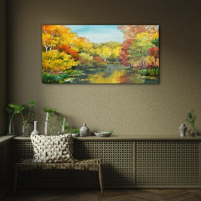 Bild auf glas drucken Goldener Herbst am See