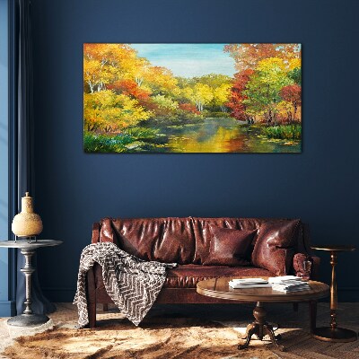 Bild auf glas drucken Goldener Herbst am See