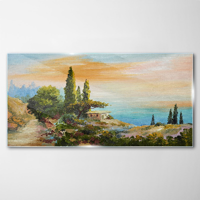 Foto glasbild Eine friedliche Küstenlandschaft