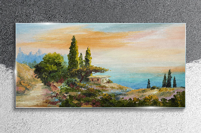 Foto glasbild Eine friedliche Küstenlandschaft