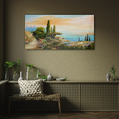 Foto glasbild Eine friedliche Küstenlandschaft