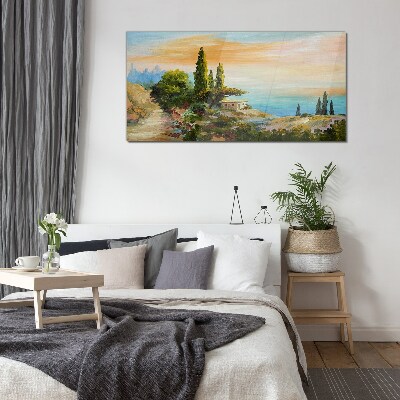 Foto glasbild Eine friedliche Küstenlandschaft