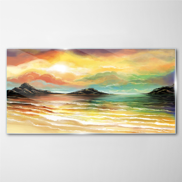 Glasbild Ein friedlicher Sonnenuntergang über dem Meer