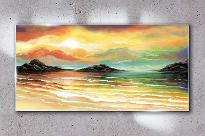 Glasbild Ein friedlicher Sonnenuntergang über dem Meer