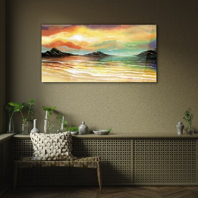 Glasbild Ein friedlicher Sonnenuntergang über dem Meer