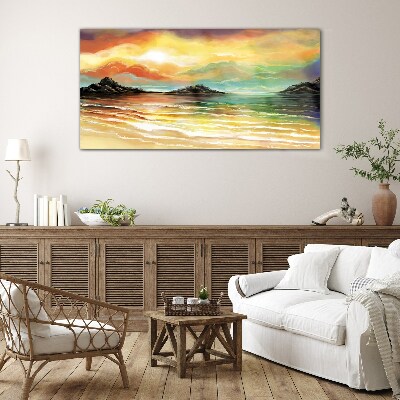 Glasbild Ein friedlicher Sonnenuntergang über dem Meer