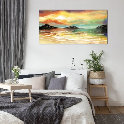 Glasbild Ein friedlicher Sonnenuntergang über dem Meer