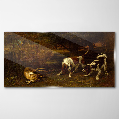 Glasbild Hunde im Wald