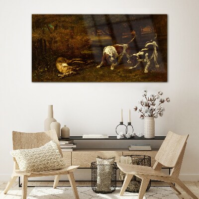 Glasbild Hunde im Wald