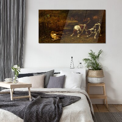 Glasbild Hunde im Wald