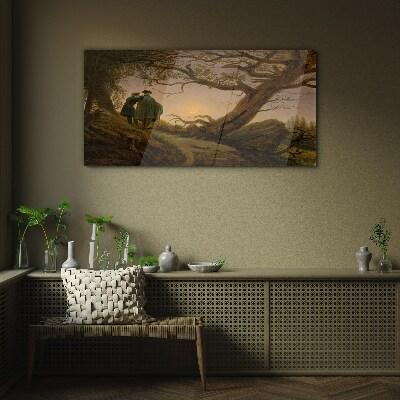 Glas bild Sonnenuntergang über der Landschaft