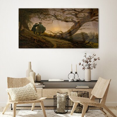 Glas bild Sonnenuntergang über der Landschaft