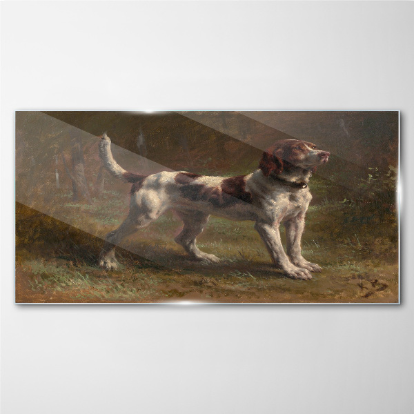 Glasbild Porträt eines Hundes in der Natur