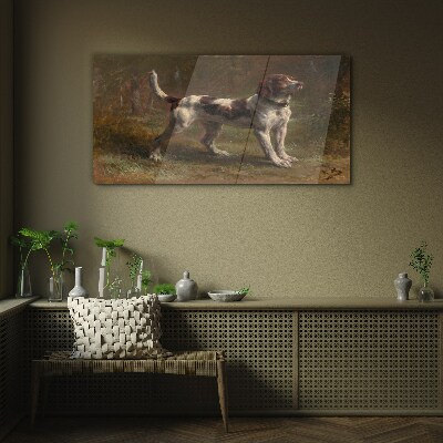 Glasbild Porträt eines Hundes in der Natur