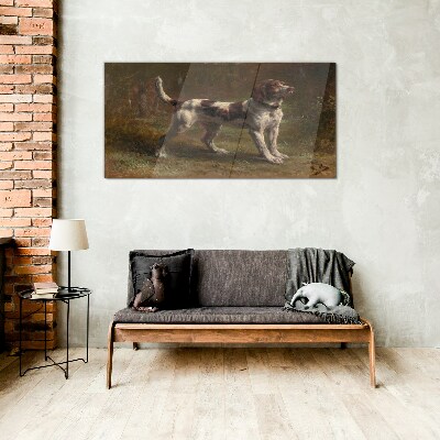 Glasbild Porträt eines Hundes in der Natur
