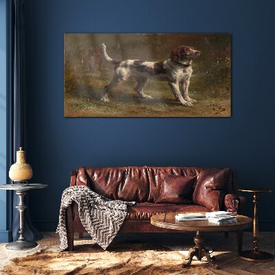 Glasbild Porträt eines Hundes in der Natur