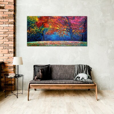 Glasbild Farbenfrohe Herbstlandschaft
