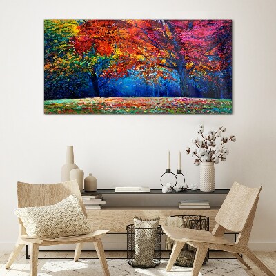 Glasbild Farbenfrohe Herbstlandschaft
