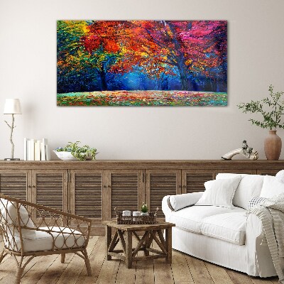 Glasbild Farbenfrohe Herbstlandschaft