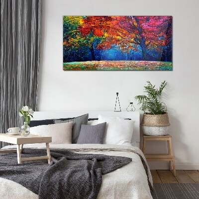 Glasbild Farbenfrohe Herbstlandschaft