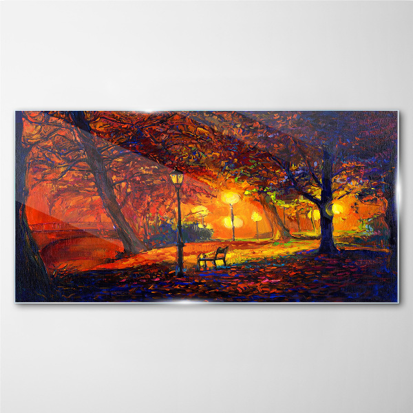 Glasbild Goldener Herbst im Park