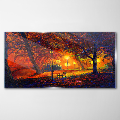 Glasbild Goldener Herbst im Park