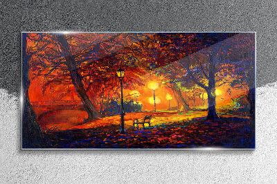Glasbild Goldener Herbst im Park