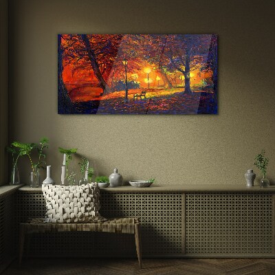 Glasbild Goldener Herbst im Park