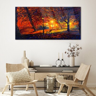 Glasbild Goldener Herbst im Park