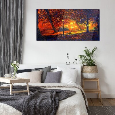 Glasbild Goldener Herbst im Park
