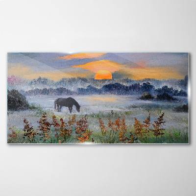 Glasbild Ein ruhiger Morgen am See