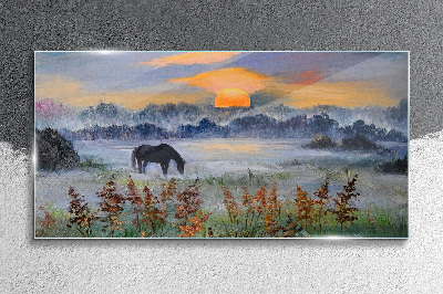 Glasbild Ein ruhiger Morgen am See