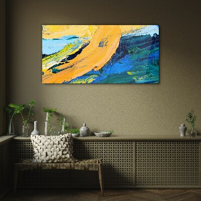 Glasbild Eine Welle von Farben in Bewegung
