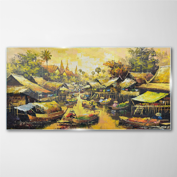 Glasbild Tropischer Wassermarkt