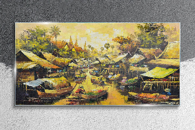 Glasbild Tropischer Wassermarkt