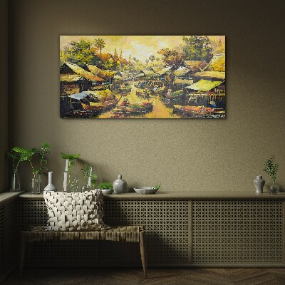 Glasbild Tropischer Wassermarkt