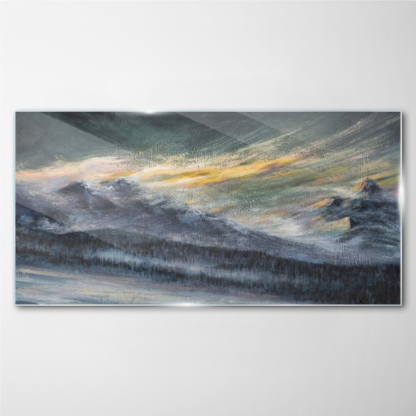 Bild auf glas Berglandschaft in der Abenddämmerung