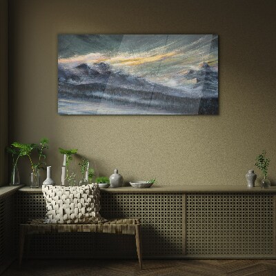 Bild auf glas Berglandschaft in der Abenddämmerung
