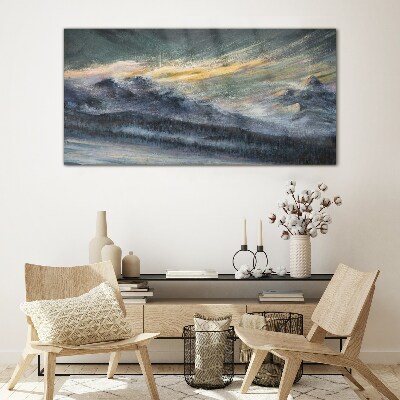 Bild auf glas Berglandschaft in der Abenddämmerung