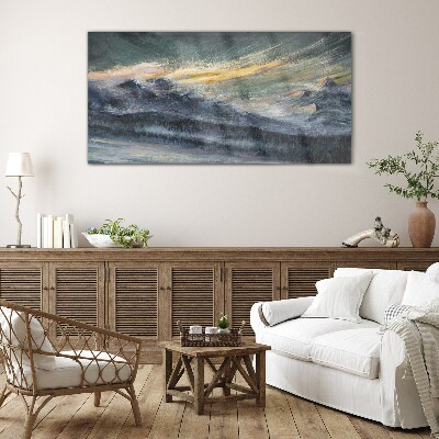 Bild auf glas Berglandschaft in der Abenddämmerung